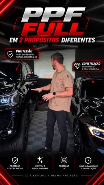 Dois carros. Dois propósitos completamente diferentes. A mesma missão: preservar a pintura original. 🛡️

Realizamos Full PPF em dois veículos que vivem realidades totalmente diferentes.

🏎️ Na BMW, o objetivo é aproveitar.

O proprietário queria poder acelerar, pegar estrada e curtir o carro sem ficar pensando o tempo todo nas pequenas pedras, insetos e detritos que atingem a carroceria durante uma viagem.

O Full PPF cria uma barreira praticamente invisível sobre a pintura, ajudando a proteger contra esses pequenos impactos, riscos e marcas superficiais.

É proteção para quem comprou o carro para dirigir e aproveitar, não para deixá-lo parado na garagem.

🌾 Na Hilux, a história é outra.

Essa caminhonete é utilizada no campo, passando por sítios, estradas de terra e ambientes muito mais severos.

Pedras, cascalho, galhos, vegetação, terra, barro e grandes variações de temperatura fazem parte da rotina.

Aqui, o Full PPF foi escolhido para que a Hilux possa continuar sendo utilizada como deve ser, mas com uma camada adicional ajudando a preservar sua pintura original.

E esses dois projetos mostram perfeitamente o verdadeiro propósito do PPF:

não importa se o seu carro enfrenta a velocidade do asfalto ou a realidade do campo. O PPF existe para você usar seu veículo com muito mais tranquilidade.

Além da proteção, o PPF oferece tecnologia autorregenerativa para pequenas marcas superficiais, propriedades hidrofóbicas e acabamento praticamente invisível, preservando cor, brilho e originalidade.

BMW ou Hilux. Asfalto ou terra. Performance ou trabalho.
O propósito muda. A pintura original continua sendo uma só.

📍 Flashcar Films 3M | Botucatu-SP
🏆 3M Preferred PPF

#aplicadorautorizado3m #paintprotectionfilm #ppf
